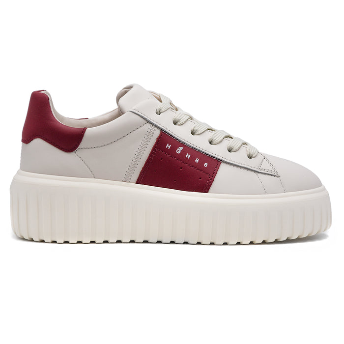 Hogan New H-Stripes Sneakers Avorio Con Fascia Bordeaux Donna