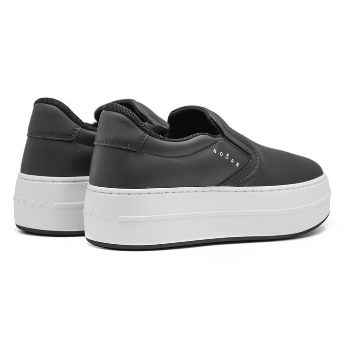 Sneakers Slip-On Hogan 670 Donna Nero Suola Alta A Contrasto