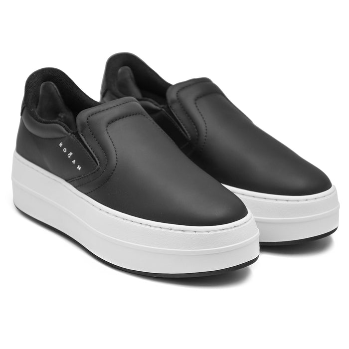 Sneakers Slip-On Hogan 670 Donna Nero Suola Alta A Contrasto