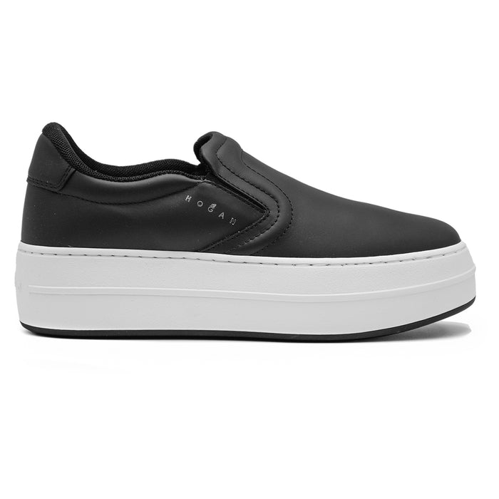 Sneakers Slip-On Hogan 670 Donna Nero Suola Alta A Contrasto