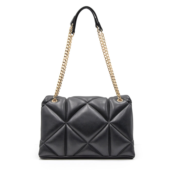 Love Moschino Borsa Nero Con Maxi Monogramma Oro Su Pattina