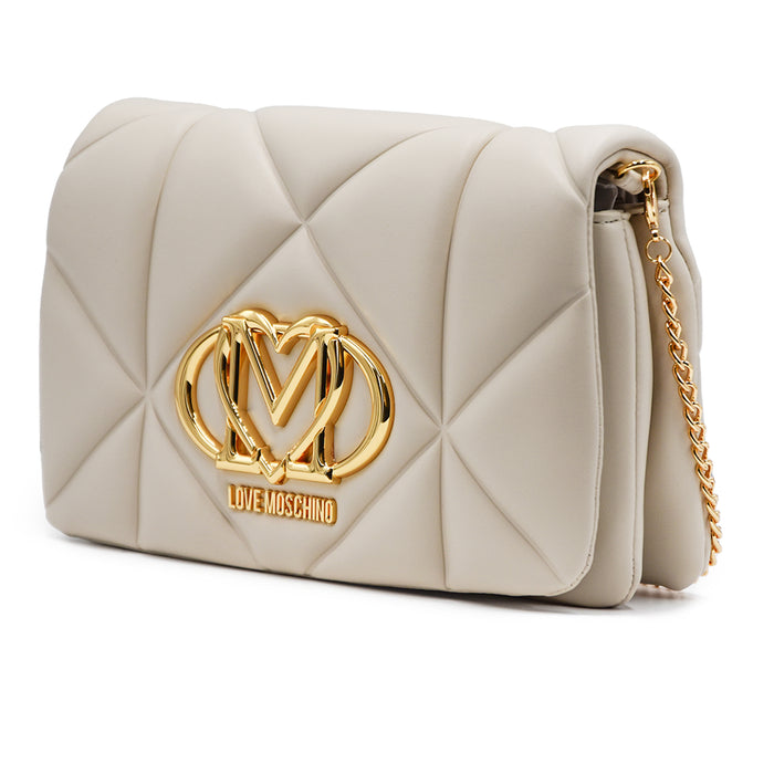 Love Moschino Borsa Ecopelle Avorio Con Doppi Scomparti Interni