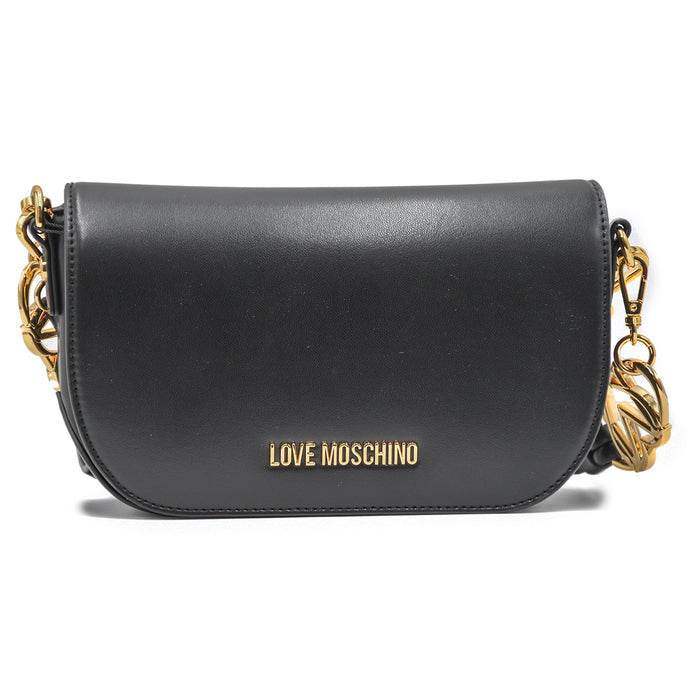 Borsa Love Moschino Nero Con Monogramma Applicato Nella Tracolla