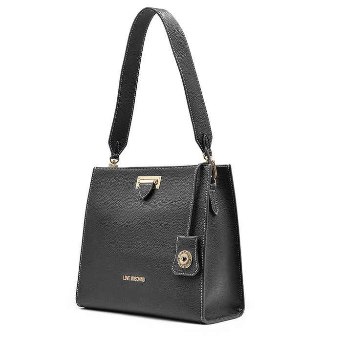 Borsa Love Moschino Nero Interno Anialier Con Maxi Tasca Chiusa