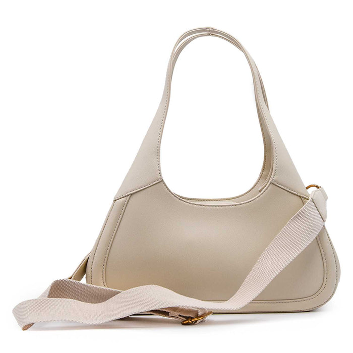 Love Moschino Ivory Bag With Tone On Tone Fabric Shoulder Strap