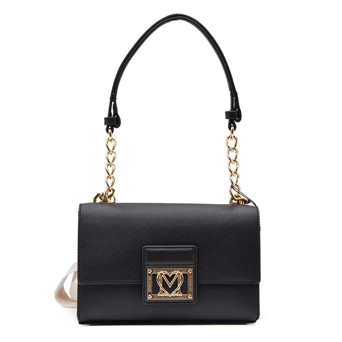 Love Moschino Borsa Nero Dal Maxi Monogramma Oro Sulla Pattina