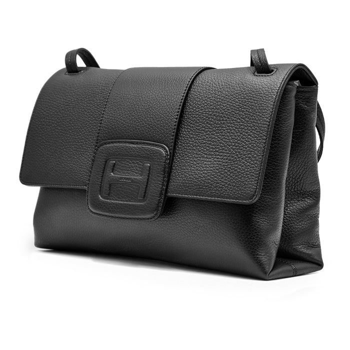 Borsa Hogan H-Bag Media Nero Martellato Manico Diventa Tracolla