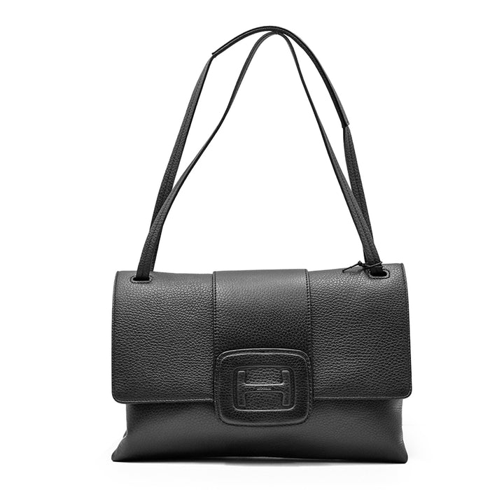 Borsa Hogan H-Bag Media Nero Martellato Manico Diventa Tracolla