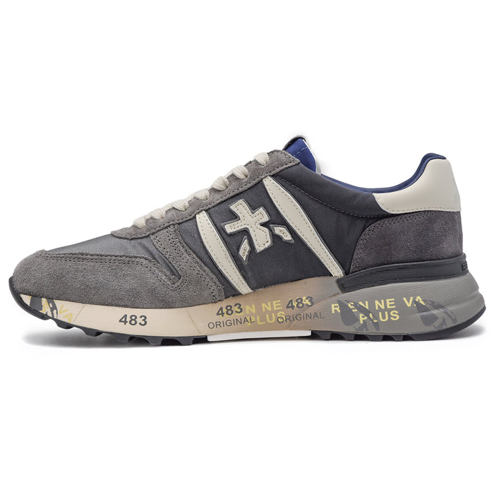 Premiata Uomo Sneakers Lander 6906 Grigio Dettagli Sulla Suola