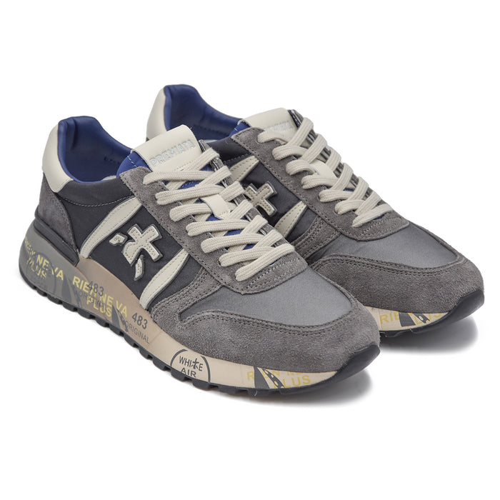 Premiata Uomo Sneakers Lander 6906 Grigio Dettagli Sulla Suola