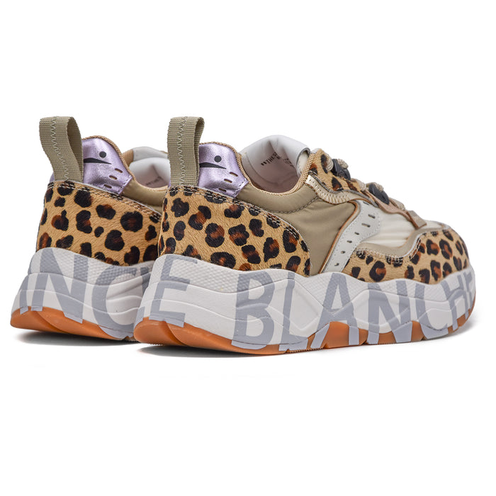 Sneakers Donna Voile Blanche Beige Stile Classico Dettagli Moderni