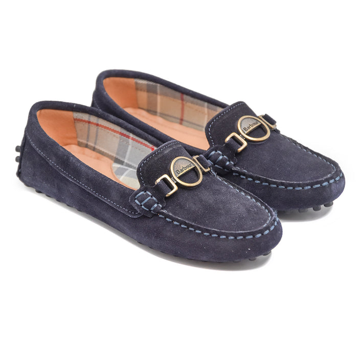 Barbour Women's Moccasins Blue Soles Mounted On A Dotted Sole