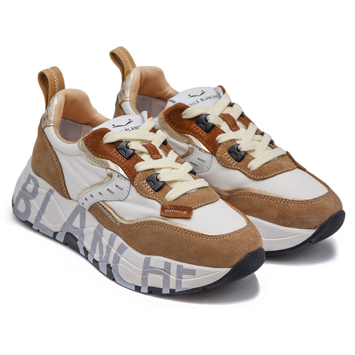 Voile Blanche Donna Marrone Sneakers Suola Leggera Effetto Plateau