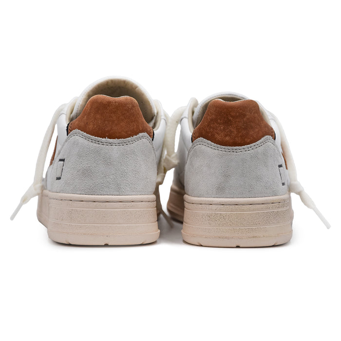 Sneakers Uomo D.A.T.E. Court Bianco Cuoio Fodera Spugna Di Cotone