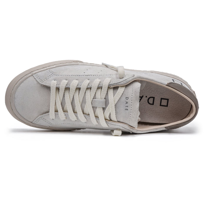 DATE Hill Low Sneakers Men White Dove Grey Shiny Rubber Sole