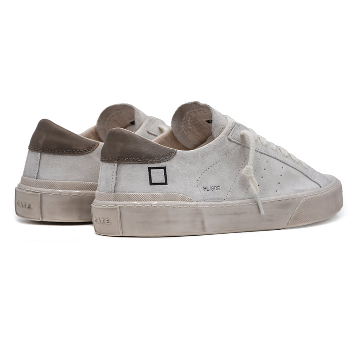 DATE Hill Low Sneakers Men White Dove Grey Shiny Rubber Sole