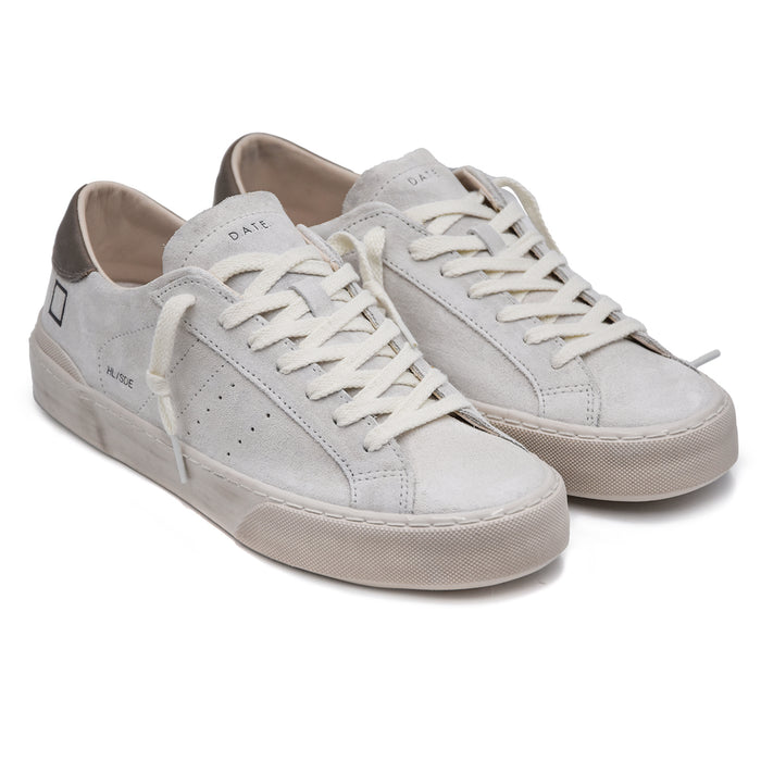 DATE Hill Low Sneakers Men White Dove Grey Shiny Rubber Sole