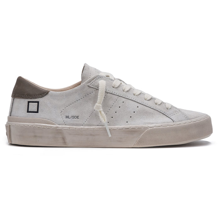 DATE Hill Low Sneakers Men White Dove Grey Shiny Rubber Sole