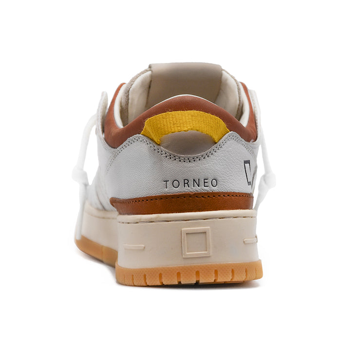 D.A.T.E. Torneo Bianco Sneakers Uomo Con Baffo Laterale Giallo