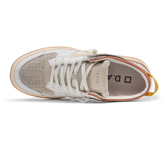 D.A.T.E. Torneo Bianco Sneakers Uomo Con Baffo Laterale Giallo