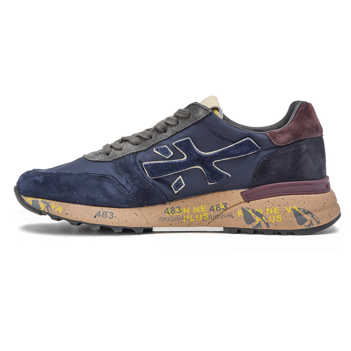 Premiata Mick 6868 Sneakers Uomo Blu Grigio Arricchito Dal Logo