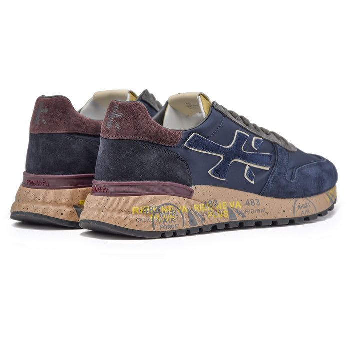 Premiata Mick 6868 Sneakers Uomo Blu Grigio Arricchito Dal Logo