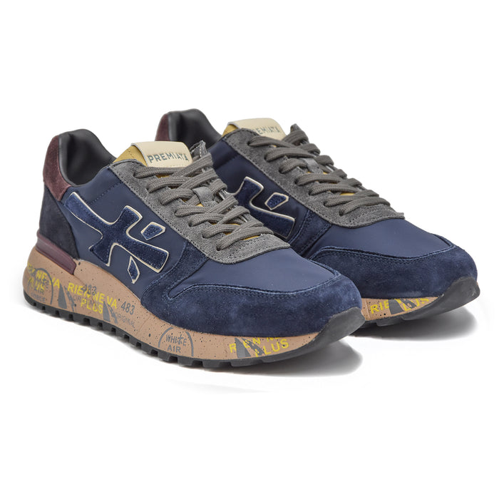 Premiata Mick 6868 Sneakers Uomo Blu Grigio Arricchito Dal Logo