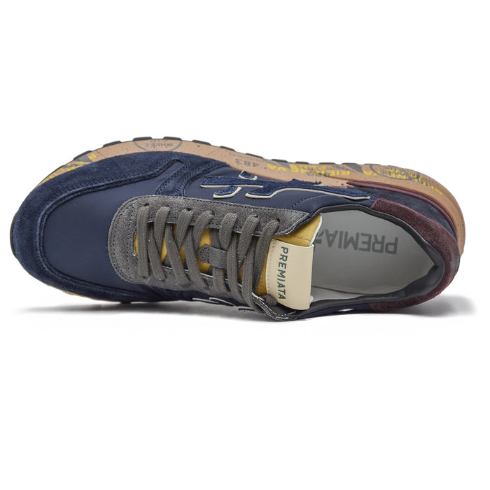 Premiata Mick 6868 Sneakers Uomo Blu Grigio Arricchito Dal Logo