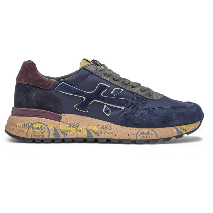 Premiata Mick 6868 Sneakers Uomo Blu Grigio Arricchito Dal Logo