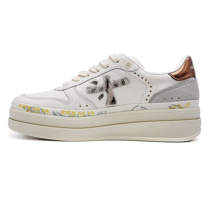 Premiata Sneakers Bianco Micol 7035 Con Suola Doppio Strato Donna