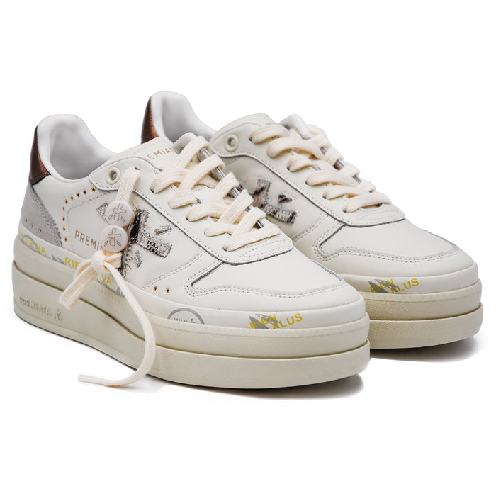 Premiata Sneakers Bianco Micol 7035 Con Suola Doppio Strato Donna