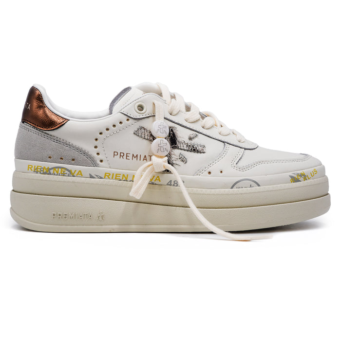 Premiata Sneakers Bianco Micol 7035 Con Suola Doppio Strato Donna