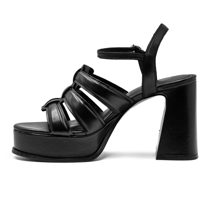 Sandali Ash Mina Donna Nero In Pelle Con Plateau E Tacco Bold
