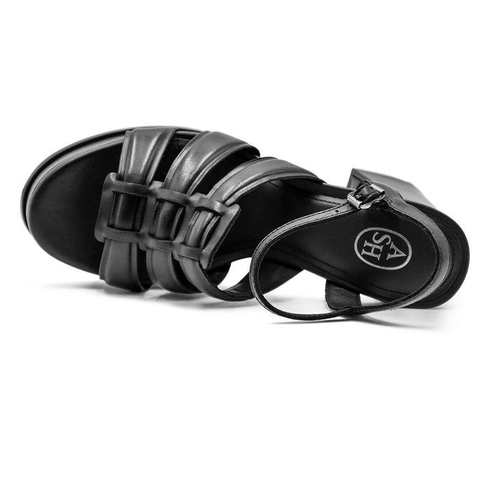 Sandali Ash Mina Donna Nero In Pelle Con Plateau E Tacco Bold