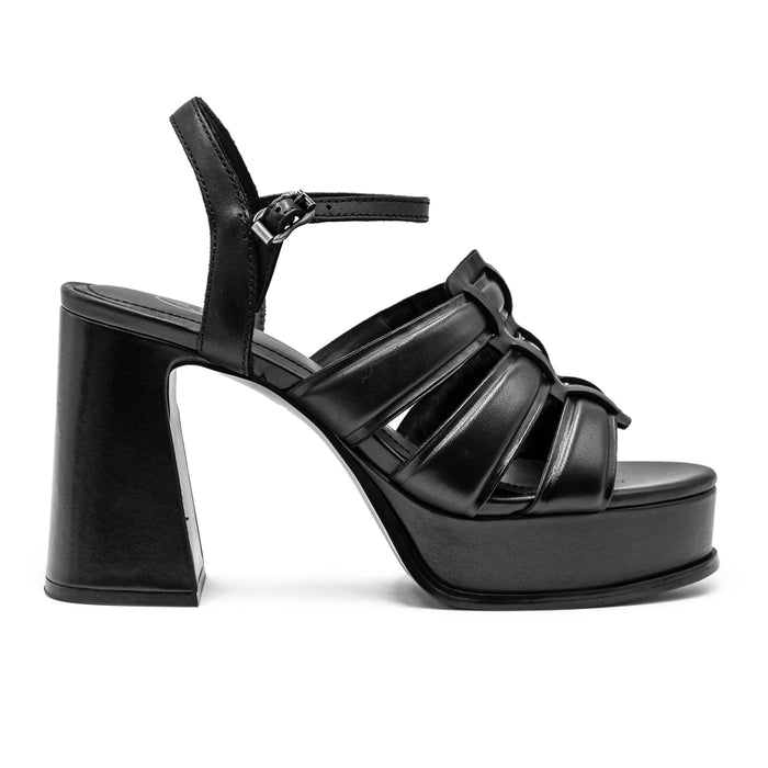 Sandali Ash Mina Donna Nero In Pelle Con Plateau E Tacco Bold
