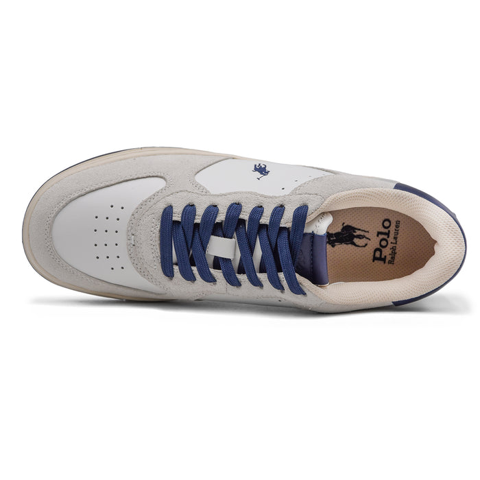 Sneakers Polo Ralph Lauren Uomo Bianco Contrafforte In Camoscio