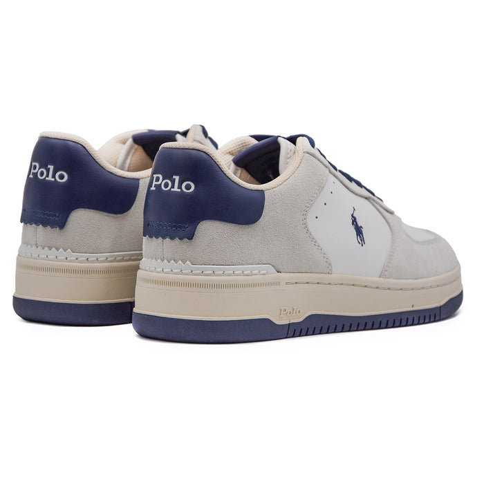 Sneakers Polo Ralph Lauren Uomo Bianco Contrafforte In Camoscio