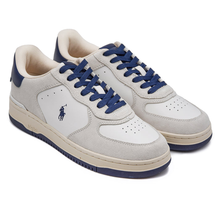 Sneakers Polo Ralph Lauren Uomo Bianco Contrafforte In Camoscio