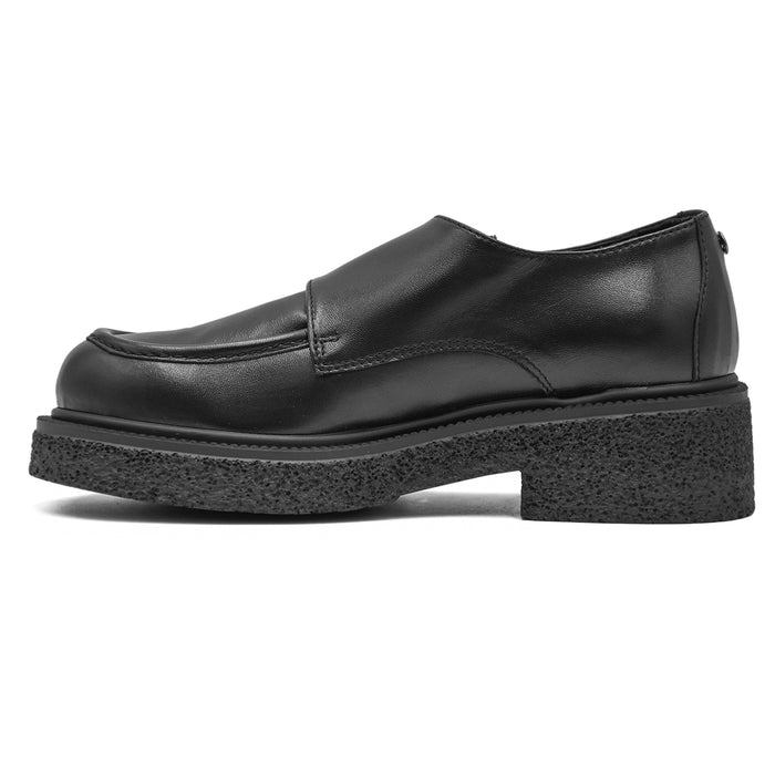 Loafer Nero Monk Strap Donna Con Iconiche Doppie Fibbie Laterali