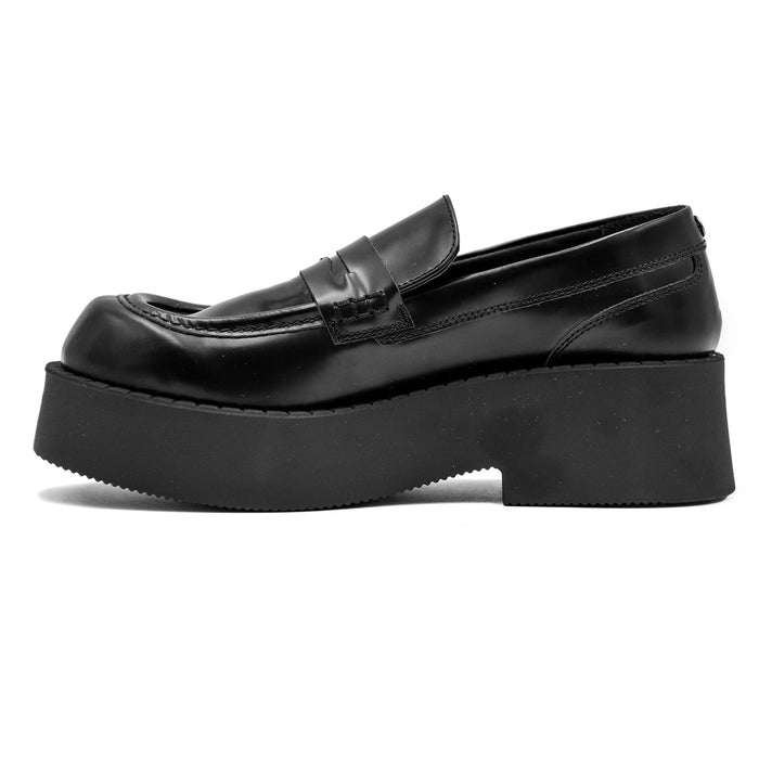 Mocassini Loafer Nero Classico College Con Suola Imponente Donna