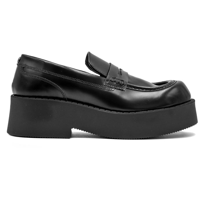 Mocassini Loafer Nero Classico College Con Suola Imponente Donna