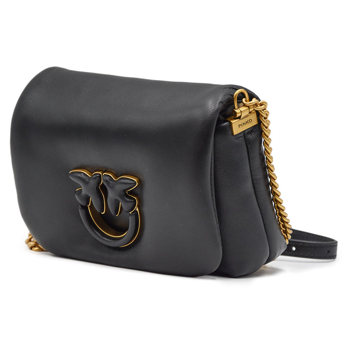 Pinko Baby Love Bag Puff Black Bag With Iconic Enamelled Logo