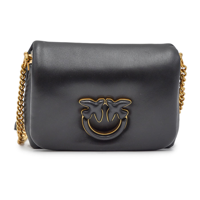 Pinko Baby Love Bag Puff Black Bag With Iconic Enamelled Logo