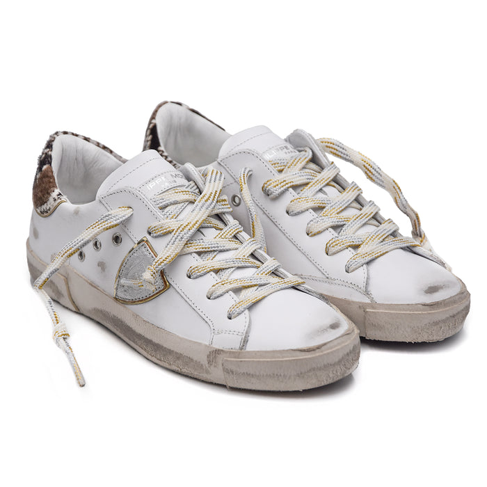 Sneakers Philippe Model Donna Bianco Pitone Consumate Scolorite