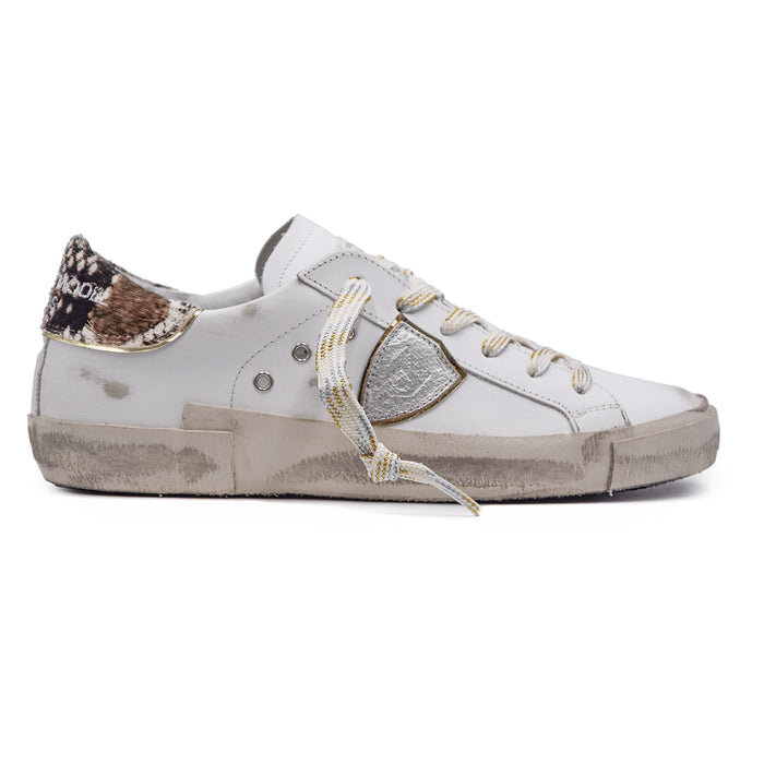 Sneakers Philippe Model Donna Bianco Pitone Consumate Scolorite