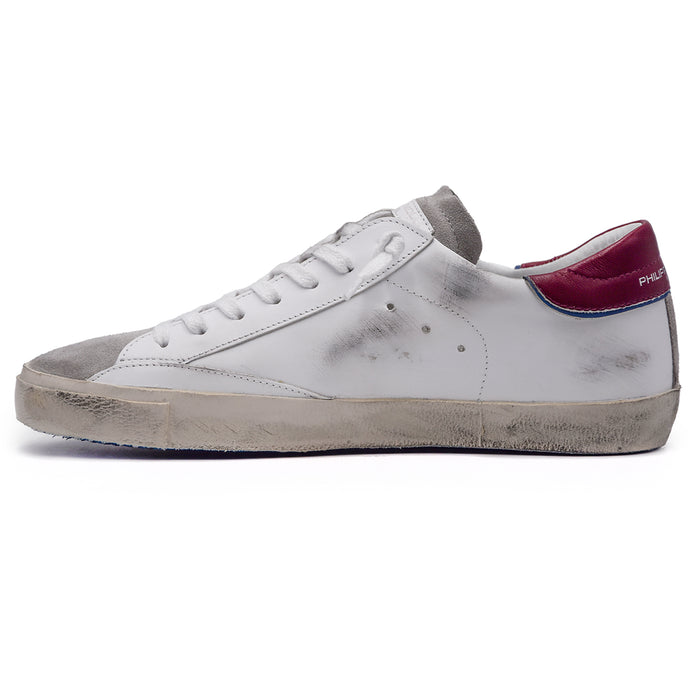 Sneaakers Philippe Model PRSX Bianco Uomo Con Tallone Bordeaux