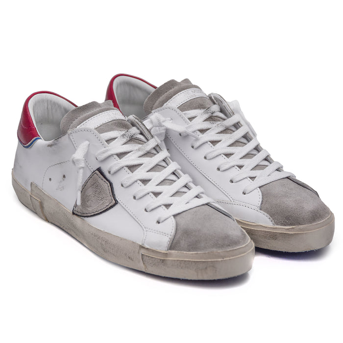 Sneaakers Philippe Model PRSX Bianco Uomo Con Tallone Bordeaux