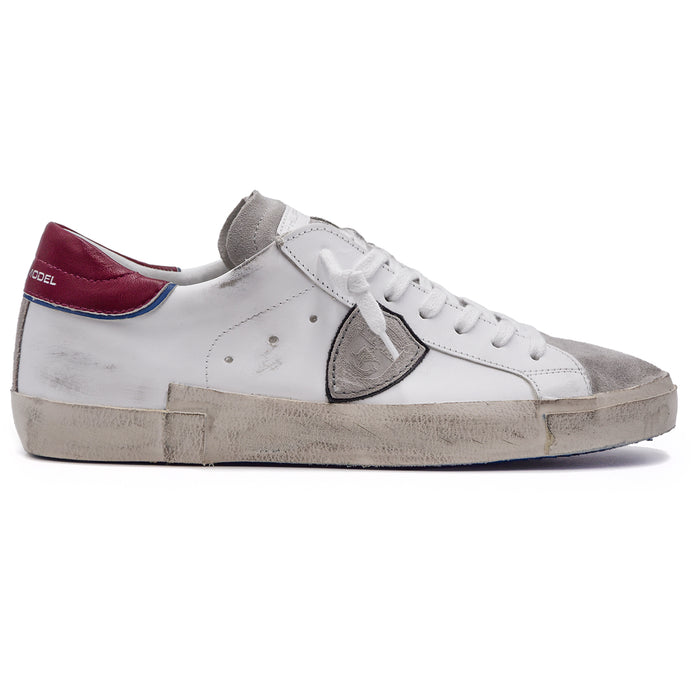 Sneaakers Philippe Model PRSX Bianco Uomo Con Tallone Bordeaux