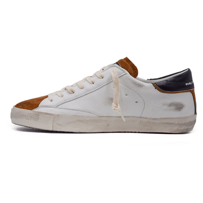 Philippe Model PRSX Bianco Sneakers Uomo Suola Effetto Vintage