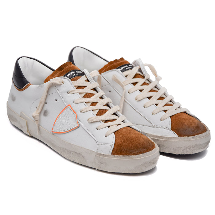 Philippe Model PRSX Bianco Sneakers Uomo Suola Effetto Vintage